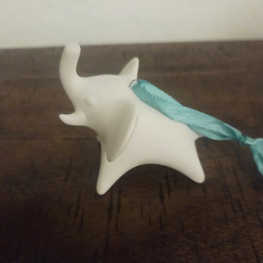 Rare Jonathan Adler Elephant Christmas Ornament Matte Porcelain MCM Lof Of 2